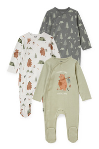 C&A Multipack 3er-Baby-Schlafanzug, Grün, Größe: 68