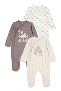 C&A Multipack 3er-Baby-Schlafanzug, Grau, Größe: 68