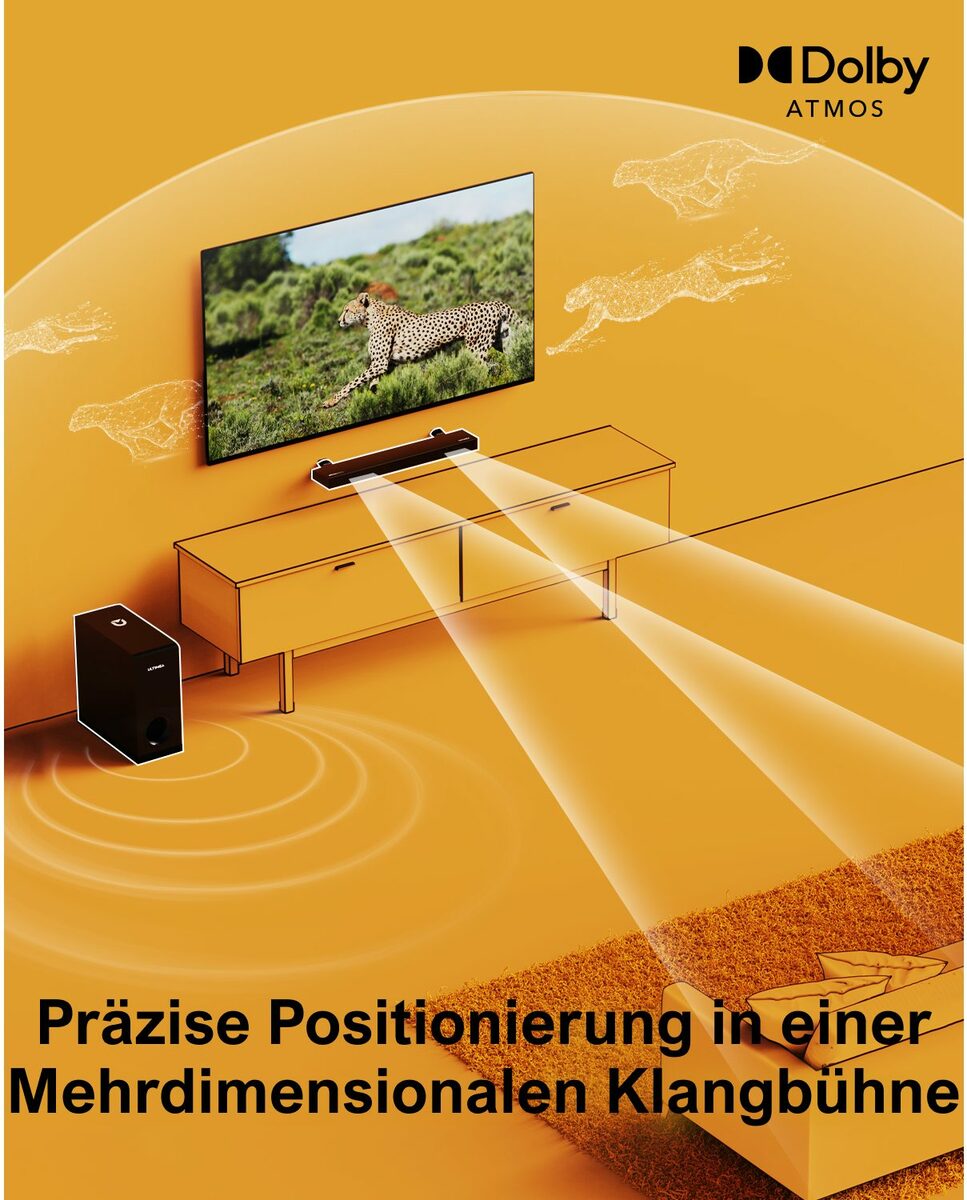 Bild 3 von ABOX Ultimea Nova S50 2.1-Kanal Soundbar (Dolby Atmos, Verbesserter Bass TV Lautsprecher, 3D Surround Sound, HDMI eARC)