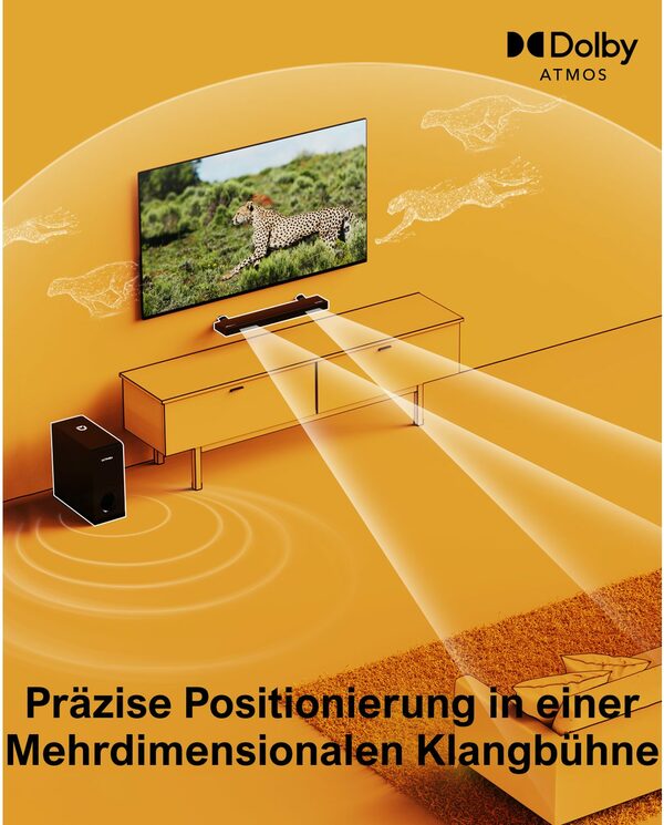 Bild 3 von ABOX Ultimea Nova S50 2.1-Kanal Soundbar (Dolby Atmos, Verbesserter Bass TV Lautsprecher, 3D Surround Sound, HDMI eARC)