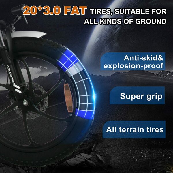 Bild 2 von COLORWAY E-Bike mit Tasche 20 Zoll x 3 Fat Luftreifen Faltrad, 36 V/15 Ah StVZO