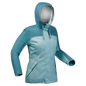 Winterjacke Damen bis -10°C wasserdicht Winterwandern - SH500 blau/blaugrün