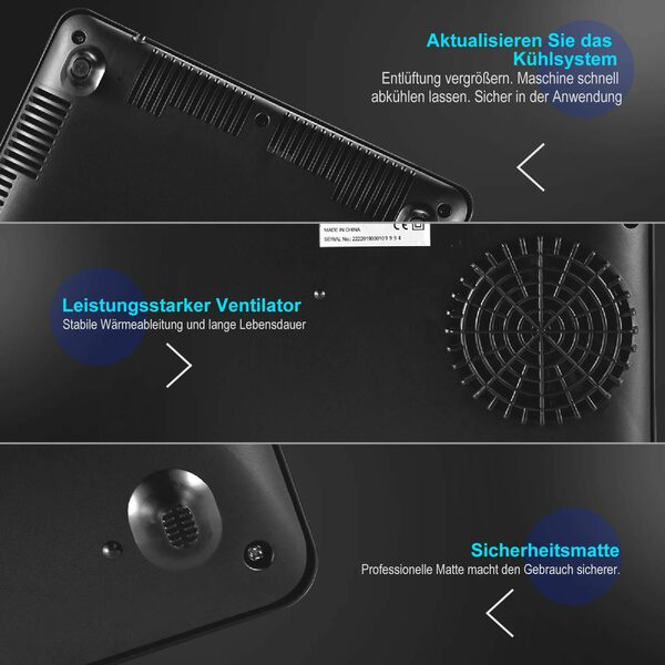 Bild 3 von AMZCHEF Einzel-Induktionskochplatte CB16, 2000 W Induktionsplatte, LED Kochfeld