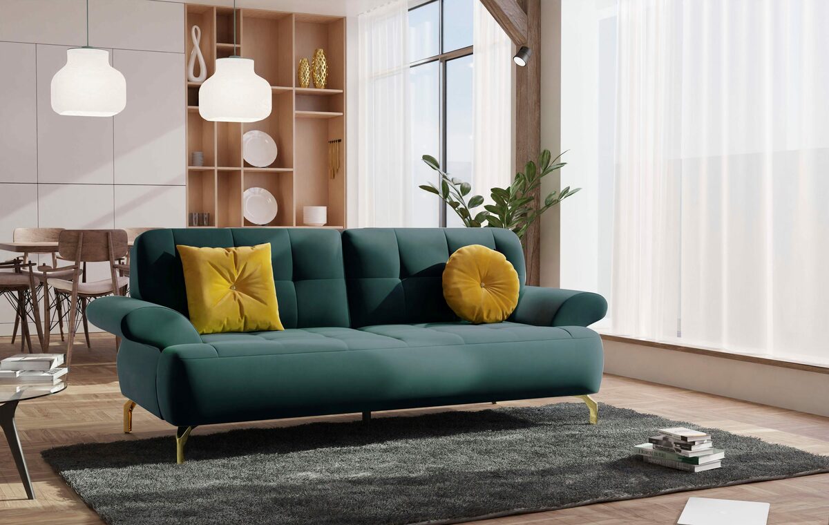 Bild 1 von sit&more 2,5-Sitzer Orient 1, inkl. 2 Zierkissen mit Strass-Stein, goldfarbene Metallfüße