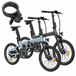 ADO E-Bike 2× Air 20S E-Fahrrad Faltbar, klapprad Riemenantrieb,Citybike, 1 Gang, Hintermotor, +Fingerabdruck-Schloss, ebike Damen/Herren,StVZO mit Handyhalter