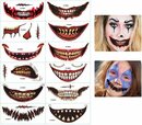 Bild 1 von BOTRIBAS Strass-Tattoo »Temporäre Halloween Make-up,12-teiliger Cosplay-Clown-Tätowierungsaufkleber - Wasserdichtes Halloween-für Gesicht, Körper, Mund, Handgelenk«, 12-tlg.