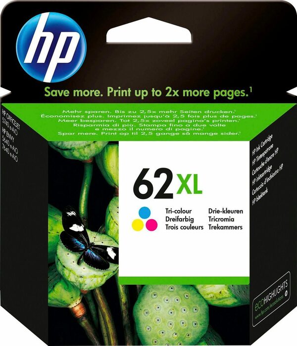 Bild 1 von HP 62XL Tintenpatrone (1-tlg., original Druckerpatrone 62 cyan/magenta/yellow XL / Instant Ink)