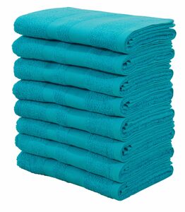 my home Handtuch Set Vanessa, Walkfrottee, (Set, 8-tlg), Handtücher mit Bordüre, einfarbiges Handtuch-Set aus 100% Baumwolle