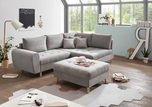 ED EXCITING DESIGN Ecksofa Alice, Set, mit Hocker, Rückenkissen, Zierkissen, frei im Raum stellbar