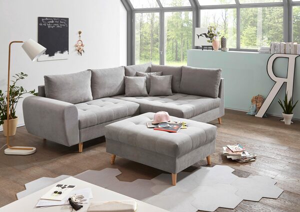 Bild 1 von ED EXCITING DESIGN Ecksofa Alice, Set, mit Hocker, Rückenkissen, Zierkissen, frei im Raum stellbar