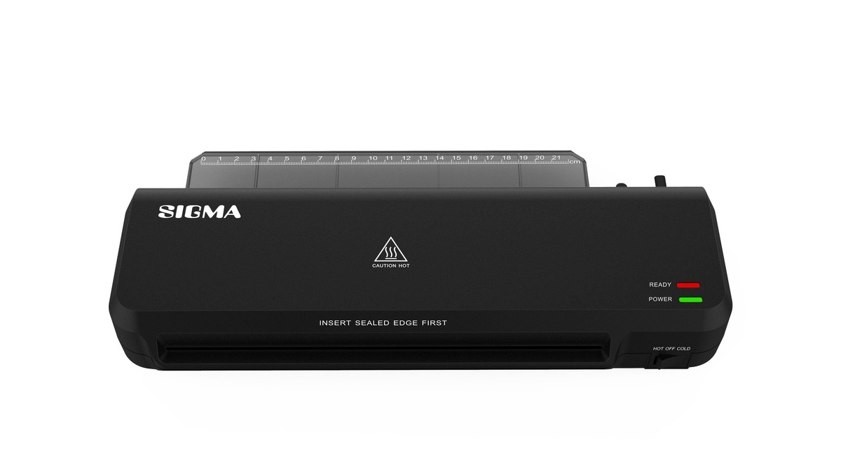 Bild 1 von SIGMA Laminator SL410, Kunststoff, 33 x 11.6 x 6.4 cm, für DIN A4, schnelle Heiß- und Kaltlaminierung, weiß