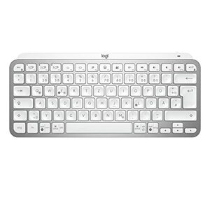Logitech MX Keys Mini Kabellose Tastatur, Kompakt, Bluetooth, Hintergrundbeleuchtung, USB-C, Kompatibel mit Apple macOS, iOS, Windows, Linux, Android, Metallgehäuse - Pale Grey