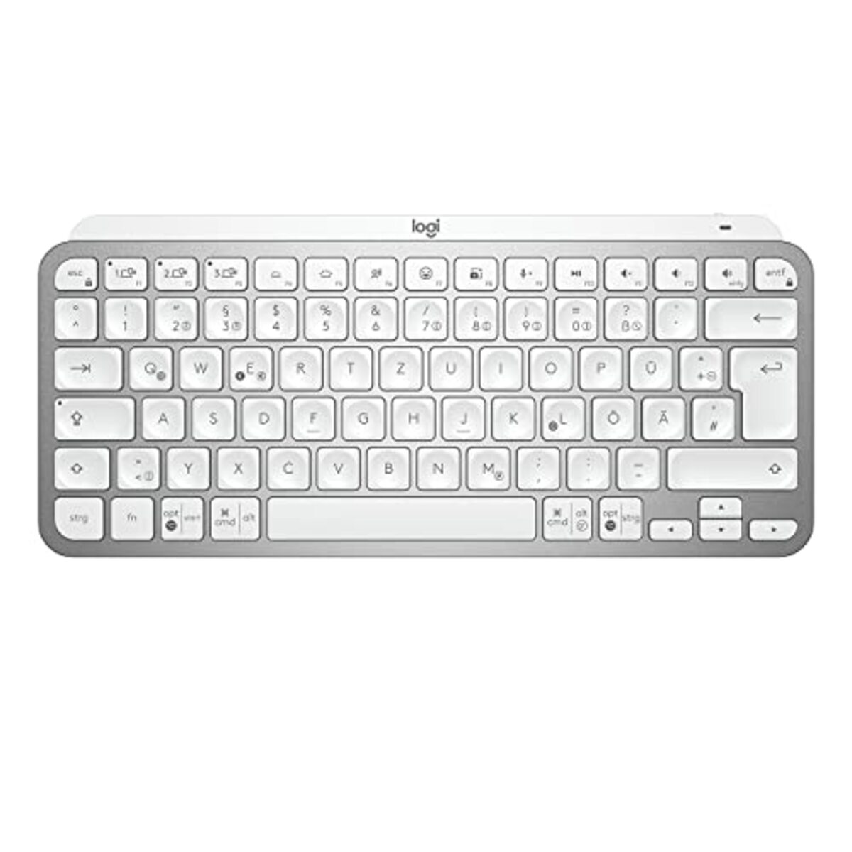 Bild 1 von Logitech MX Keys Mini Kabellose Tastatur, Kompakt, Bluetooth, Hintergrundbeleuchtung, USB-C, Kompatibel mit Apple macOS, iOS, Windows, Linux, Android, Metallgehäuse - Pale Grey