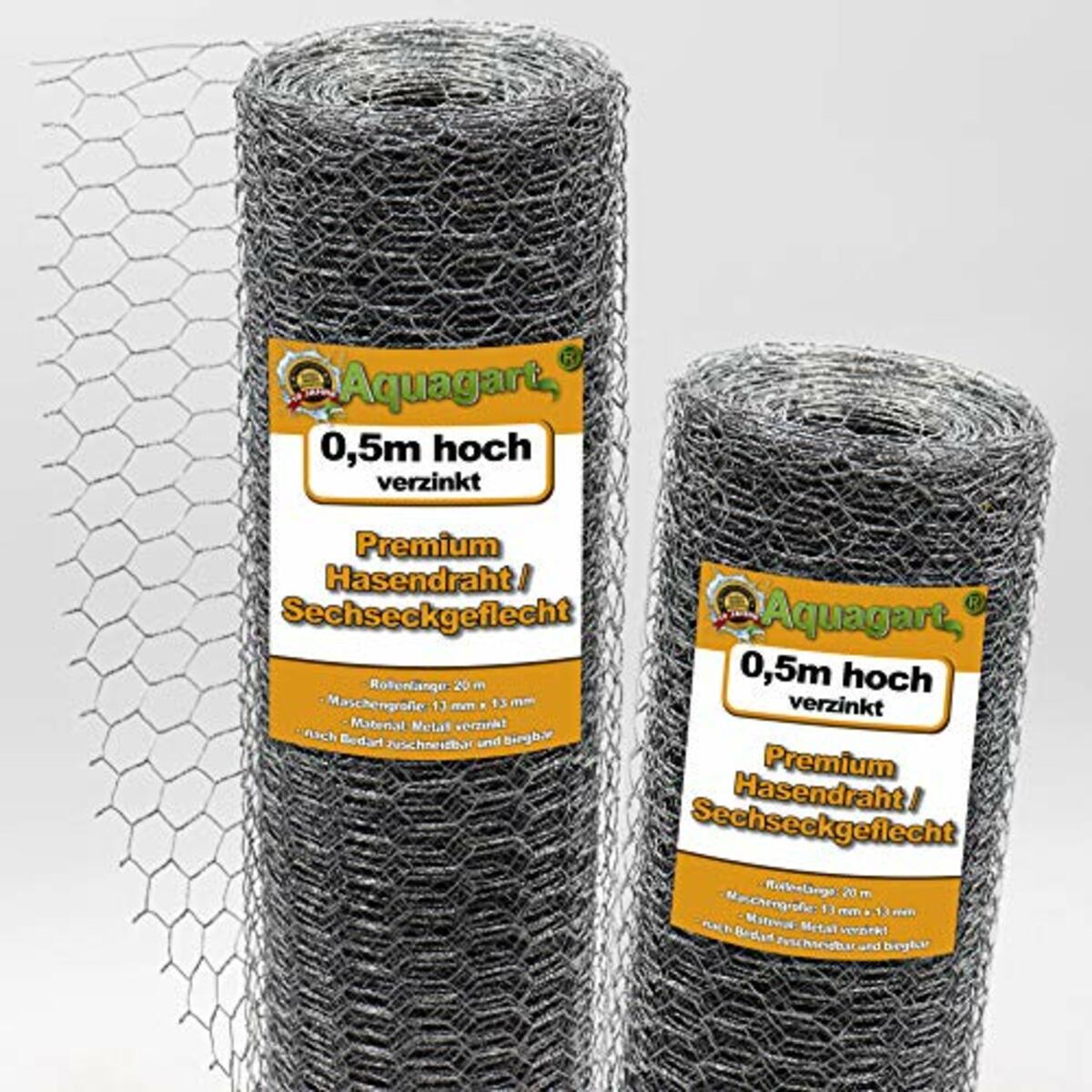 Bild 1 von Aquagart Maschendrahtzaun Sechseckgeflecht verzinkt I Hühnerzaun Kaninchendraht Hasengitter feinmaschig 13 x 13 mm I 6-Eck Drahtgeflecht 0,7 mm Hasendraht