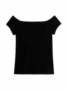 Arket Off-Shoulder-Oberteil aus Baumwolle Schwarz, Tops in Größe M. Farbe: Black