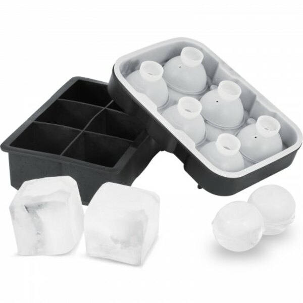 Bild 1 von VEVOR 6-teiliger Eiswürfelbereiter Eiswürfelformen 5 cm Eiskugel Eiswürfelform Eiskugelforner, Strapazierfähige Eiswürfelformen Eiswürfelbehälter Schwarz Whisky, Americano, Getränke, Säfte u