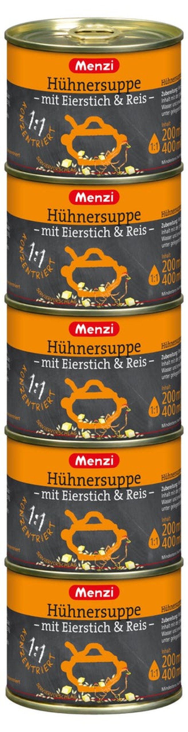 Bild 1 von Menzi Hühnersuppe Mit Eierstich und Reis 5 x  253 g (1.265 kg )