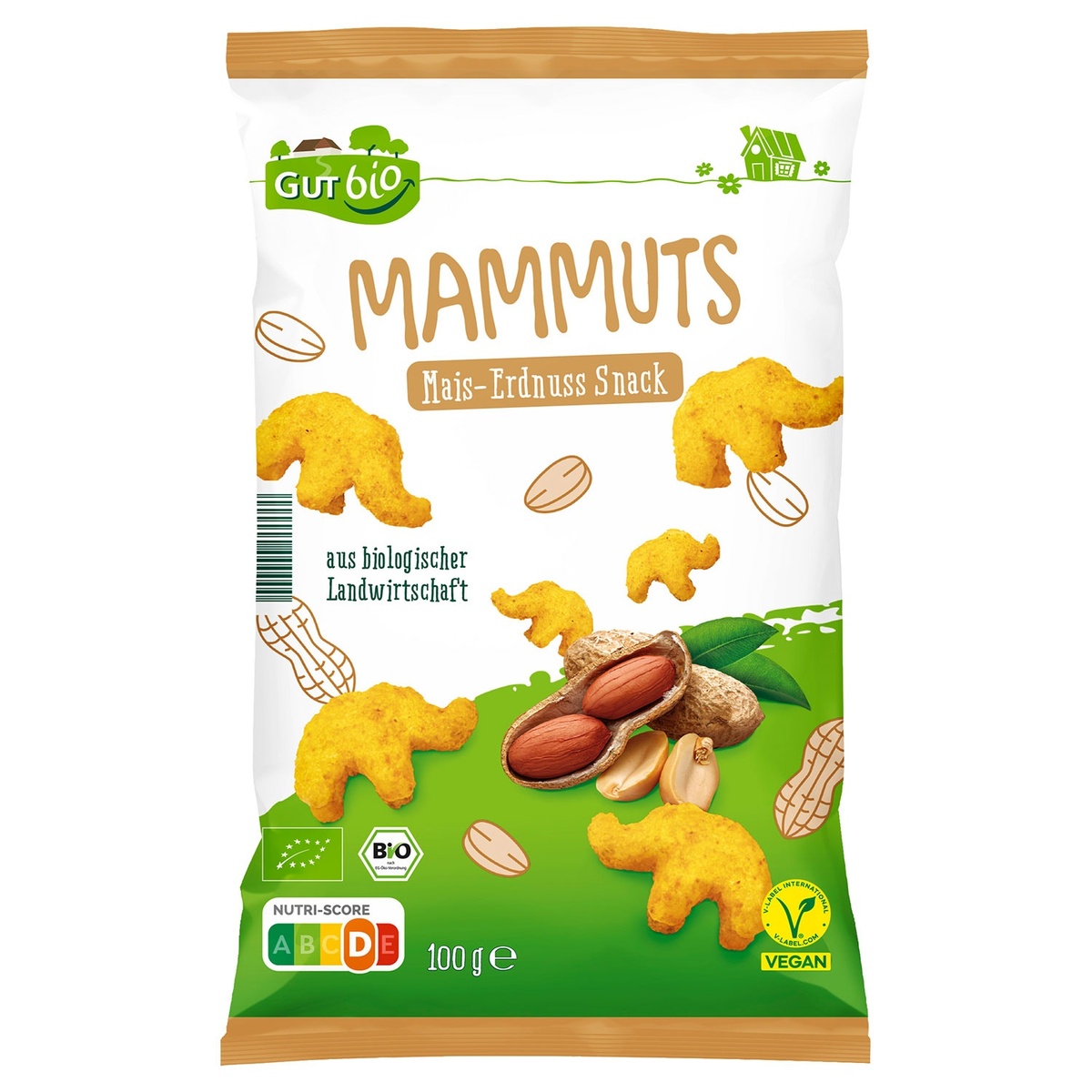 Bild 1 von GUT BIO Bio-Mais-Erdnuss-Snack „Mammuts“ 100 g