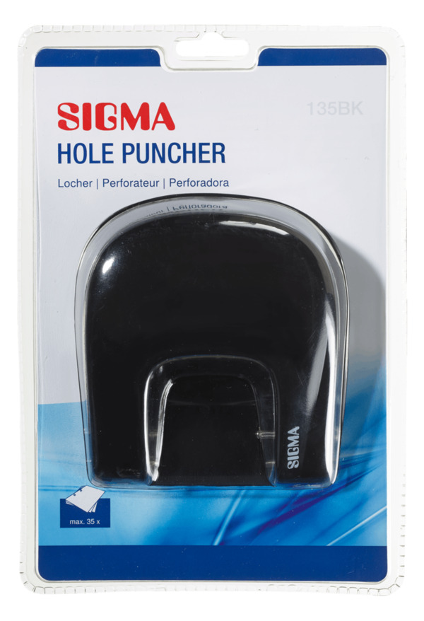 Bild 1 von SIGMA Locher PU 01, Metall, schwarz, 2-fach, 35 Blatt