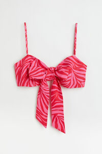 H&M Bralette mit Bindebändern Rosa/Zebramuster, BHs in Größe S. Farbe: Pink/zebra print
