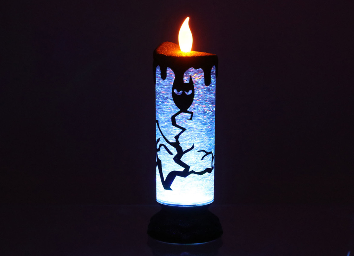 Bild 1 von Halloween LED-Glitzerkerze mit Farbwechsel und Wirbeleffekt
