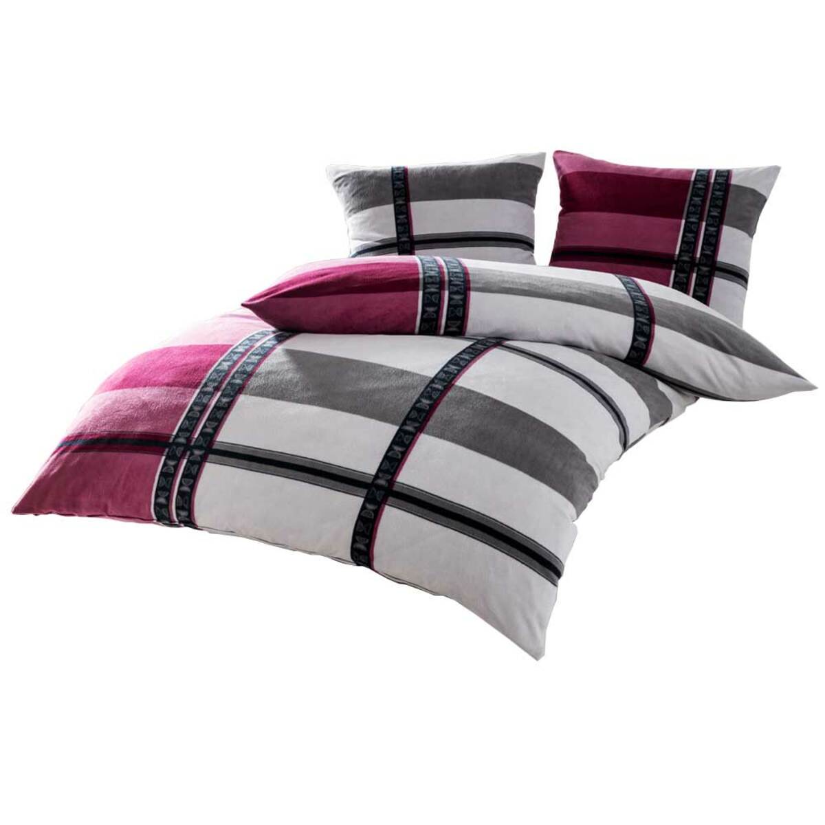 Bild 2 von Dreamtex Nicki Bettwäsche, 80x80 + 135x200 cm, Greta Beere, 2er Set