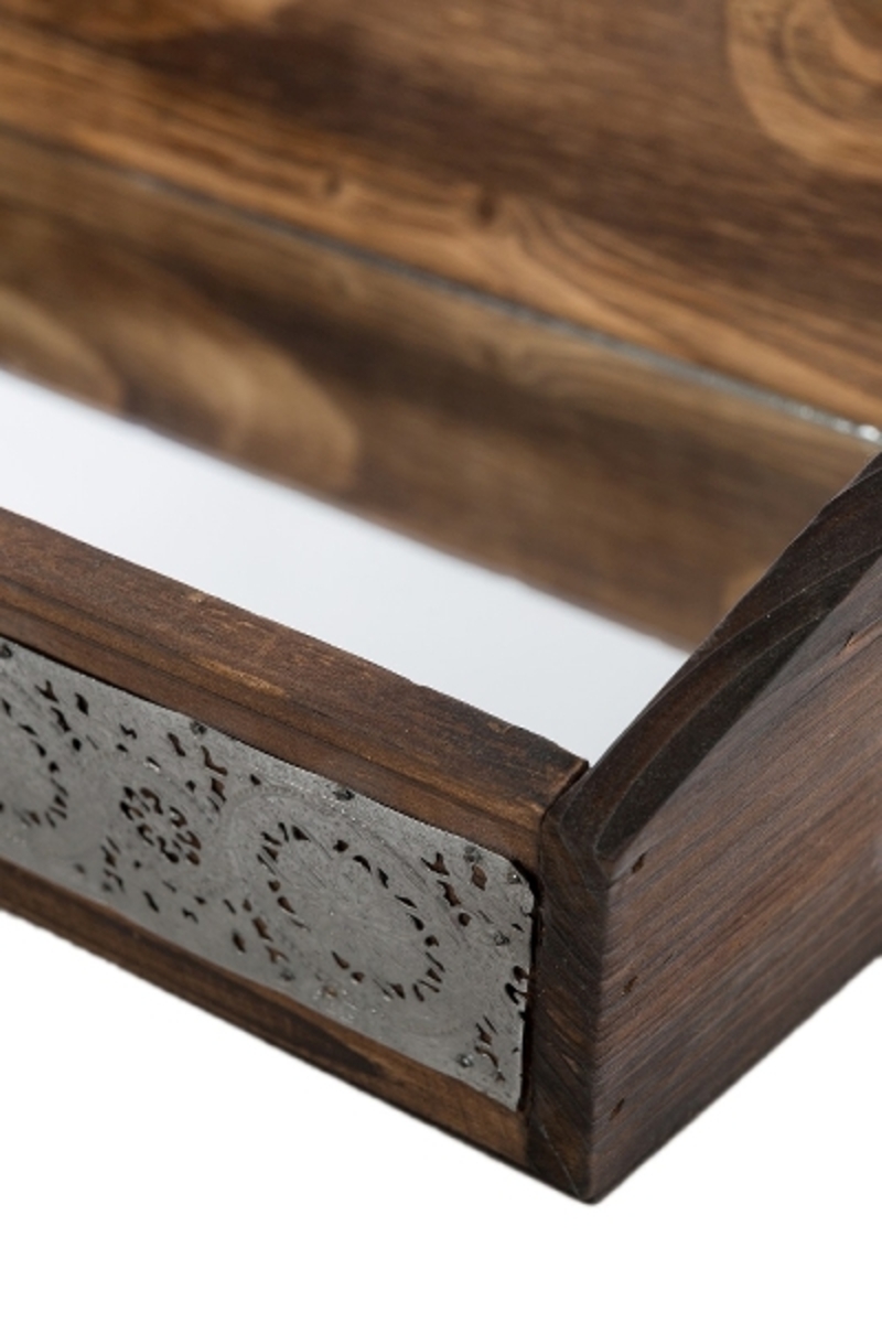 Bild 2 von MyFlair Metall/Holz Tablett "Nassar", mit Spiegel - Klein