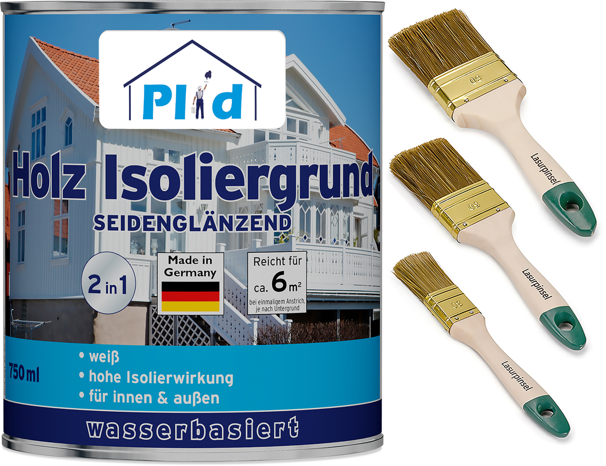 Bild 1 von Premium Holz-Isoliergrund Isolierfarbe Isoliergrund Pinsel Weiß