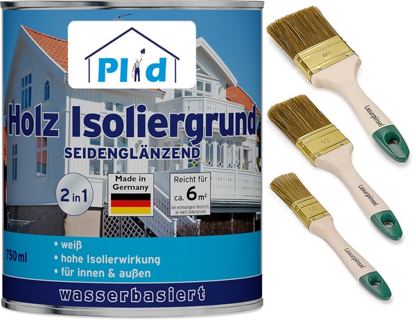 Bild 1 von Premium Holz-Isoliergrund Isolierfarbe Isoliergrund Pinsel Weiß