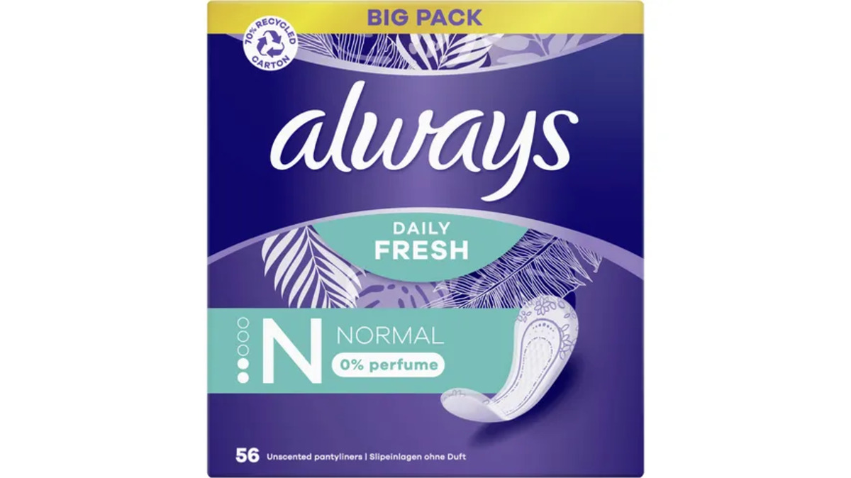 Bild 1 von Always DAILY Slipeinlagen Fresh Normal ohne Duft BigPack 56 Stück
