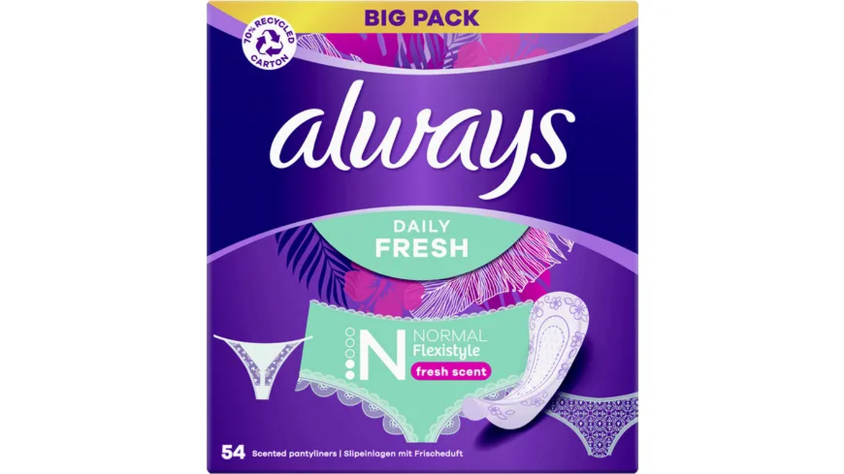 Bild 1 von Always DAILY Slipeinlagen Fresh Flexistyle Normal mit Frischeduft BigPack 54 Stück