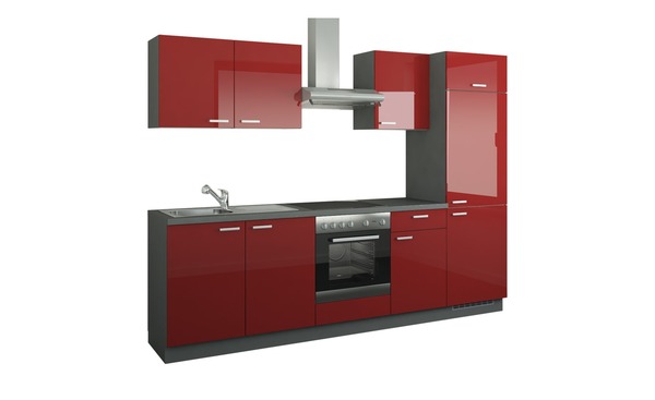 Bild 1 von Küchenzeile mit Elektrogeräten rot Maße (cm): B: 270 Küchen