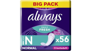 Always DAILY Slipeinlagen Fresh Normal mit Frischeduft BigPack 56 Stück