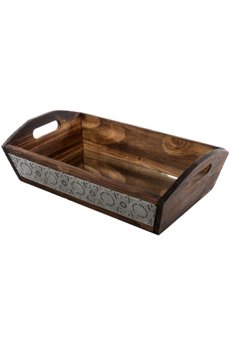 Bild 1 von MyFlair Metall/Holz Tablett "Nassar", mit Spiegel - Klein