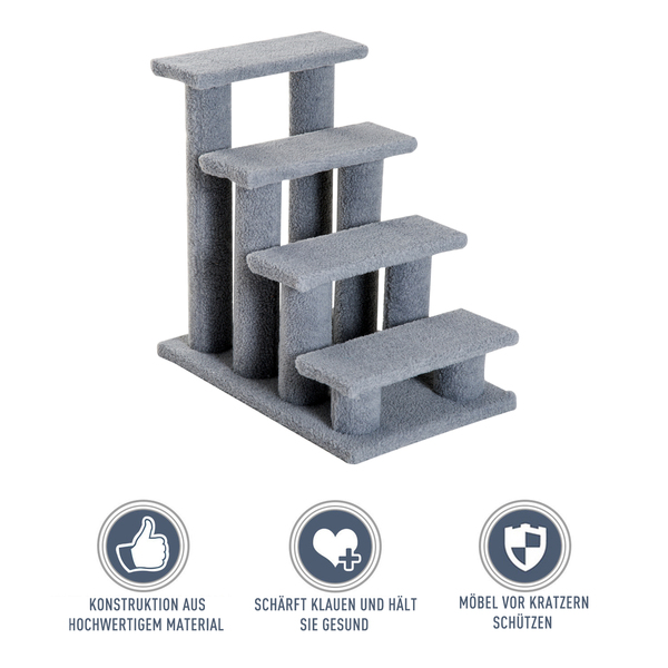 Bild 4 von PawHut Tiertreppe Katzentreppe Hundetreppe Treppe für Katze und Hunde 4 Stufen Beige/Grau 63,5x43x60
