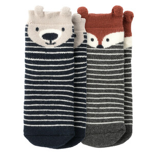 2 Paar Newborn Socken mit Tier-Motive