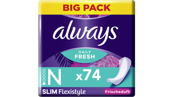 Bild 1 von Always DAILY Slipeinlagen Fresh Flexistyle Slim mit Frischeduft BigPack 74 Stück