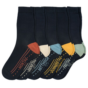 5 Paar Jungen Socken mit Wochentagen