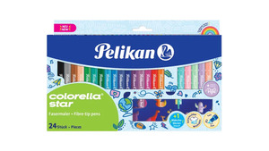 Pelikan Fasermaler Colorella 24 Farben + Ausmalschablone