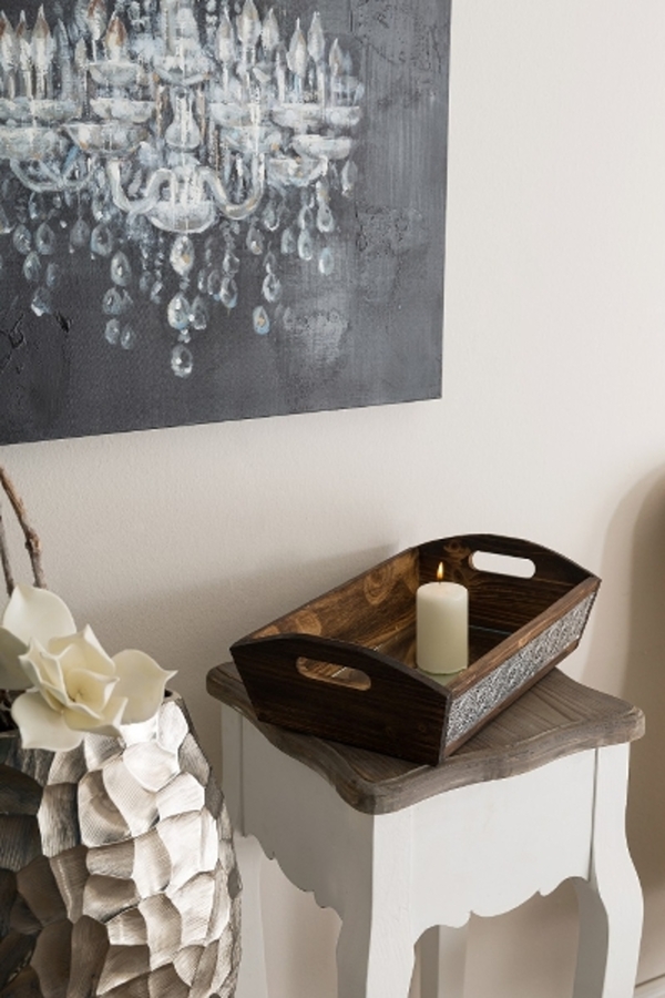 Bild 3 von MyFlair Metall/Holz Tablett "Nassar", mit Spiegel - Klein