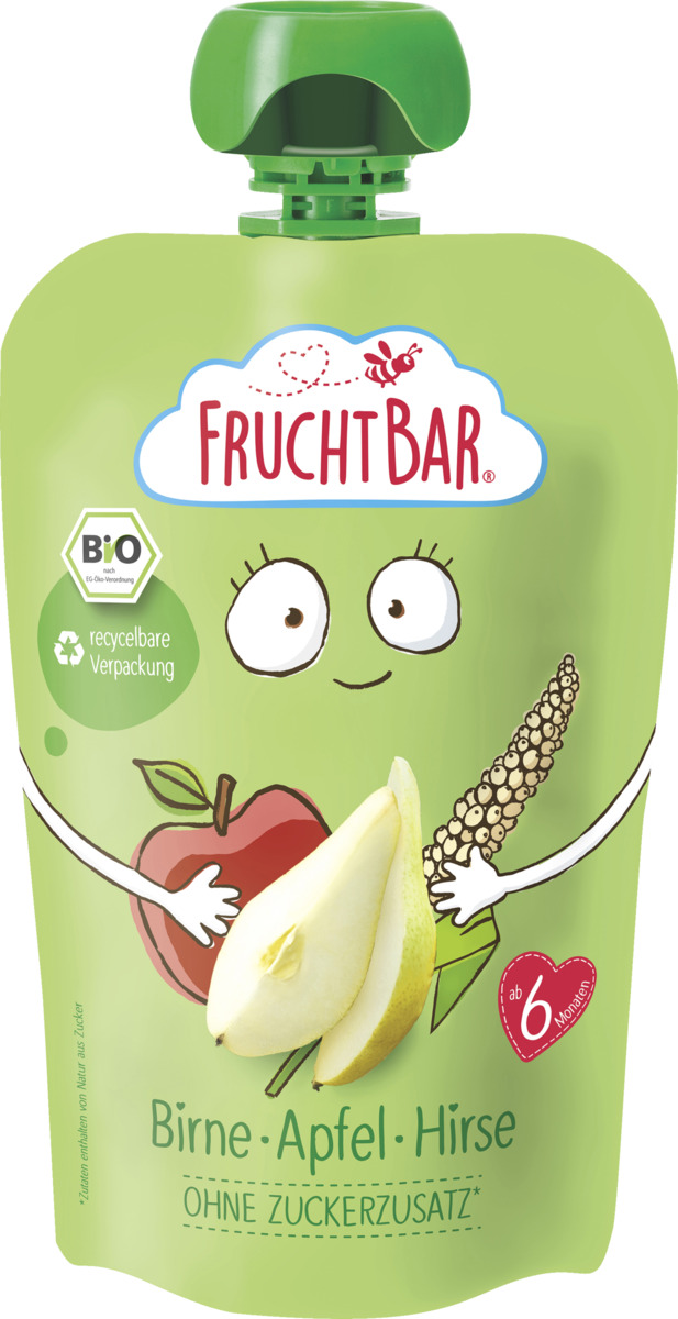 Bild 1 von FruchtBar Bio Fruchtpüree Birne, Apfel & Hirse