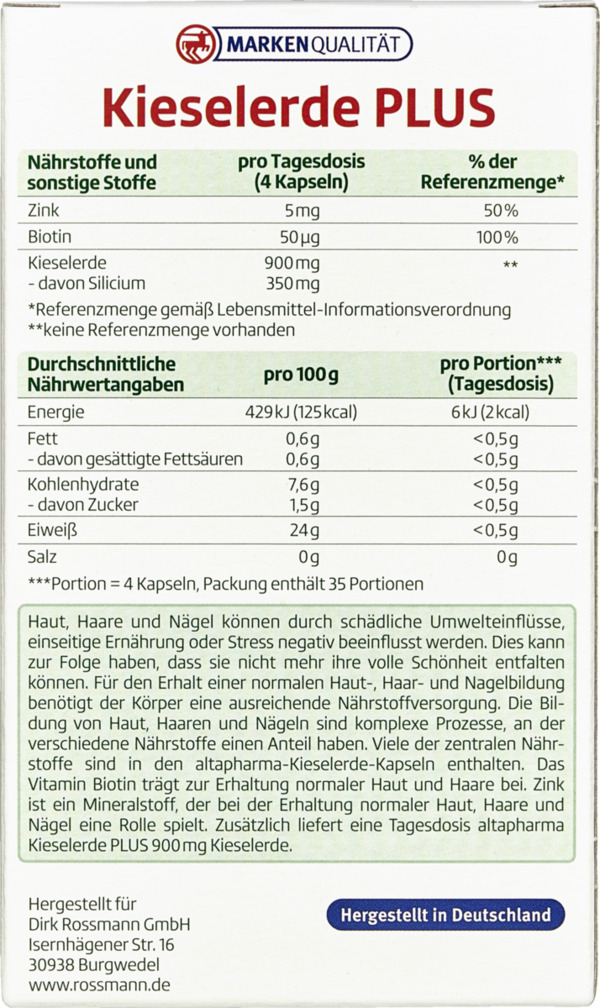 Bild 2 von altapharma Kieselerde Plus Kapseln