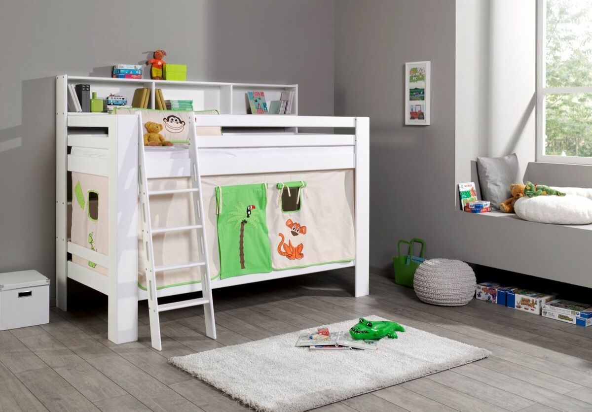 Bild 1 von Relita Etagenbett Jan mit Bücherregal und Vorhang Dschungel