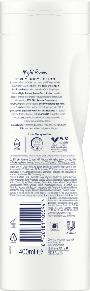 Bild 2 von Dove body love Night Renew Serum Body Lotion