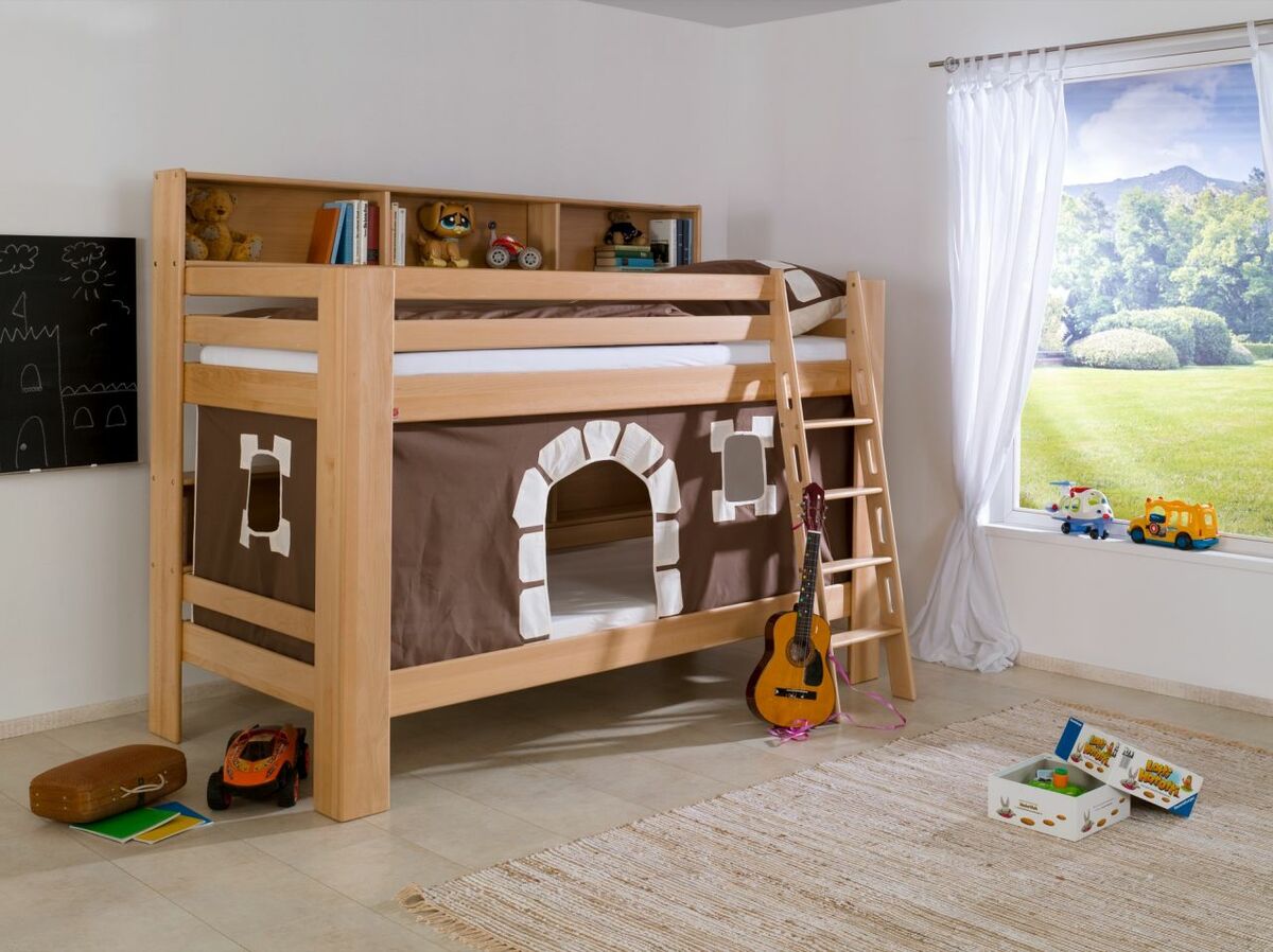 Bild 1 von Relita Etagenbett Jan mit Bücherregal und Vorhang Burg