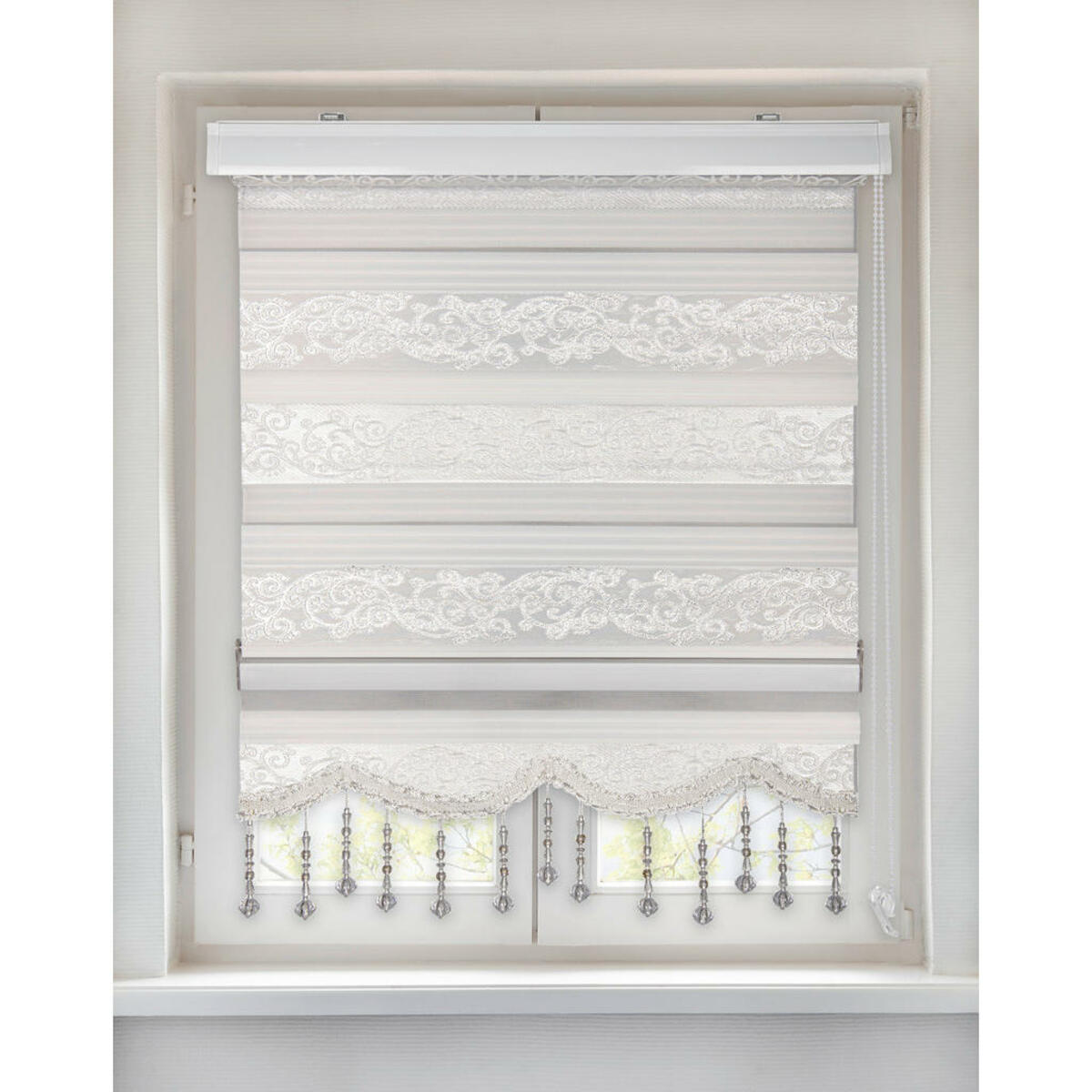 Bild 1 von Doppelrollo Djerba weiß B/L: ca. 80x160 cm