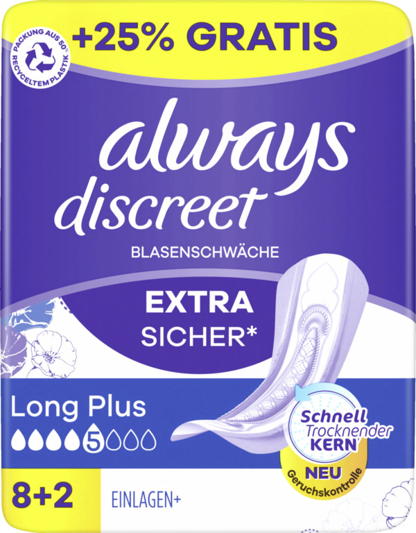 Bild 1 von Always Discreet Inkontinenz Einlagen+ Long Plus