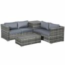 Bild 1 von Outsunny 6 tlg. Polyrattan Gartenmöbel Set Sitzgarnitur mit Kissen Sitzgruppe Gartenset Sofagarnitur