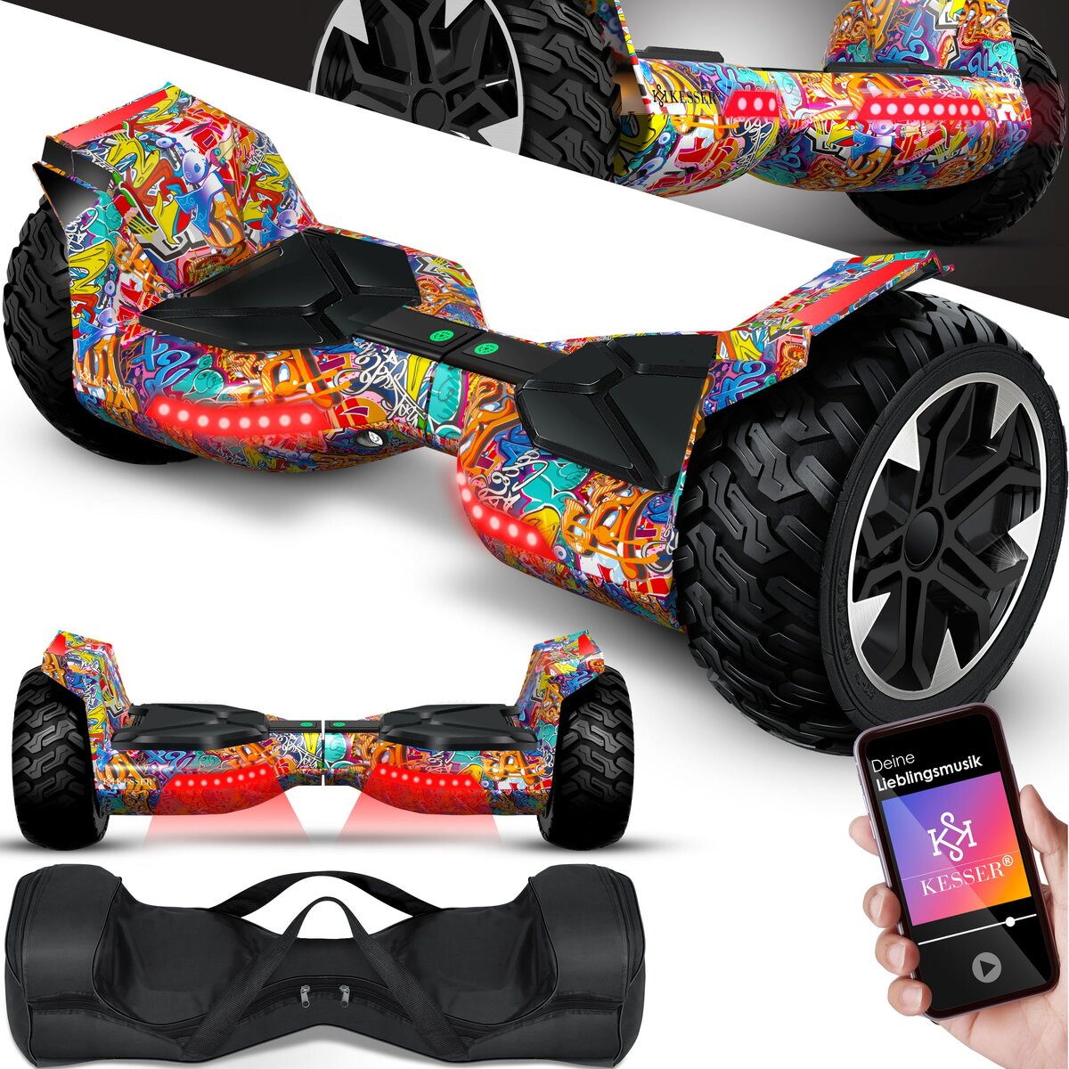 Bild 1 von KESSER® Hoverboard 8,5 Zoll 800 mit Bluetooth Lautsprecher, LED Licht, Kinder Sicherheitsmodus, Dual Motor, Smart Elektro Self Balance Board Hover E-Scooter