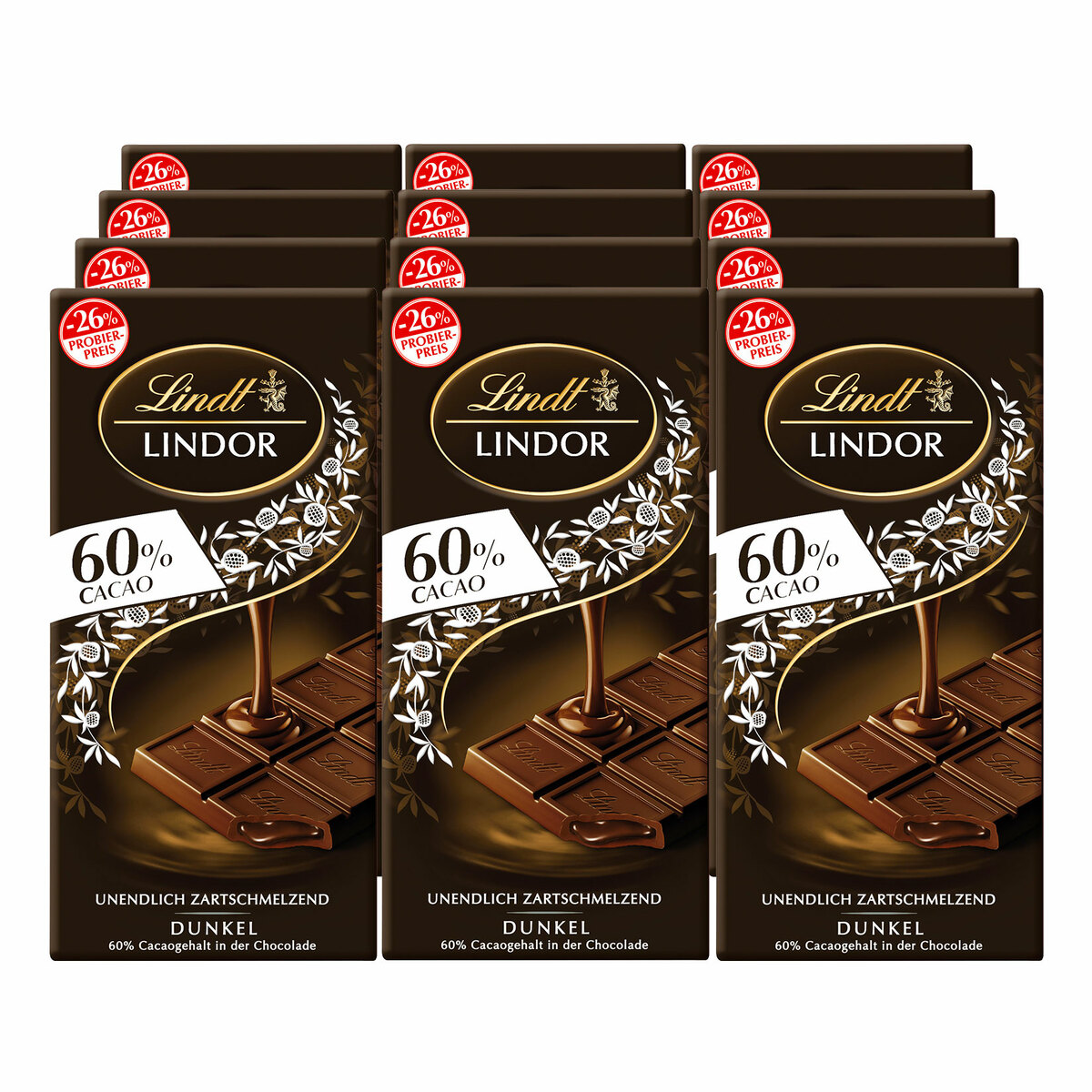 Bild 1 von Lindt Tafelschokolade Lindor Dark 100 g, 10er Pack